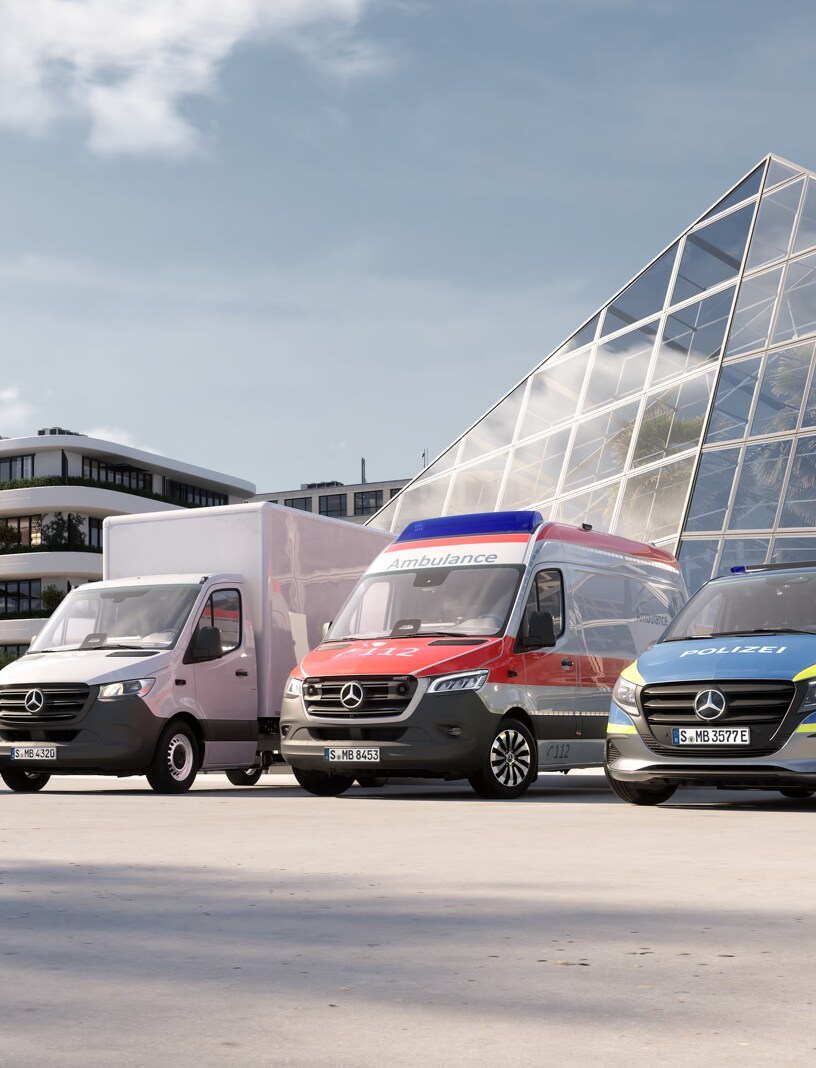 Verschiedene Fahrzeuge von Mercedes-Benz VanSolution.