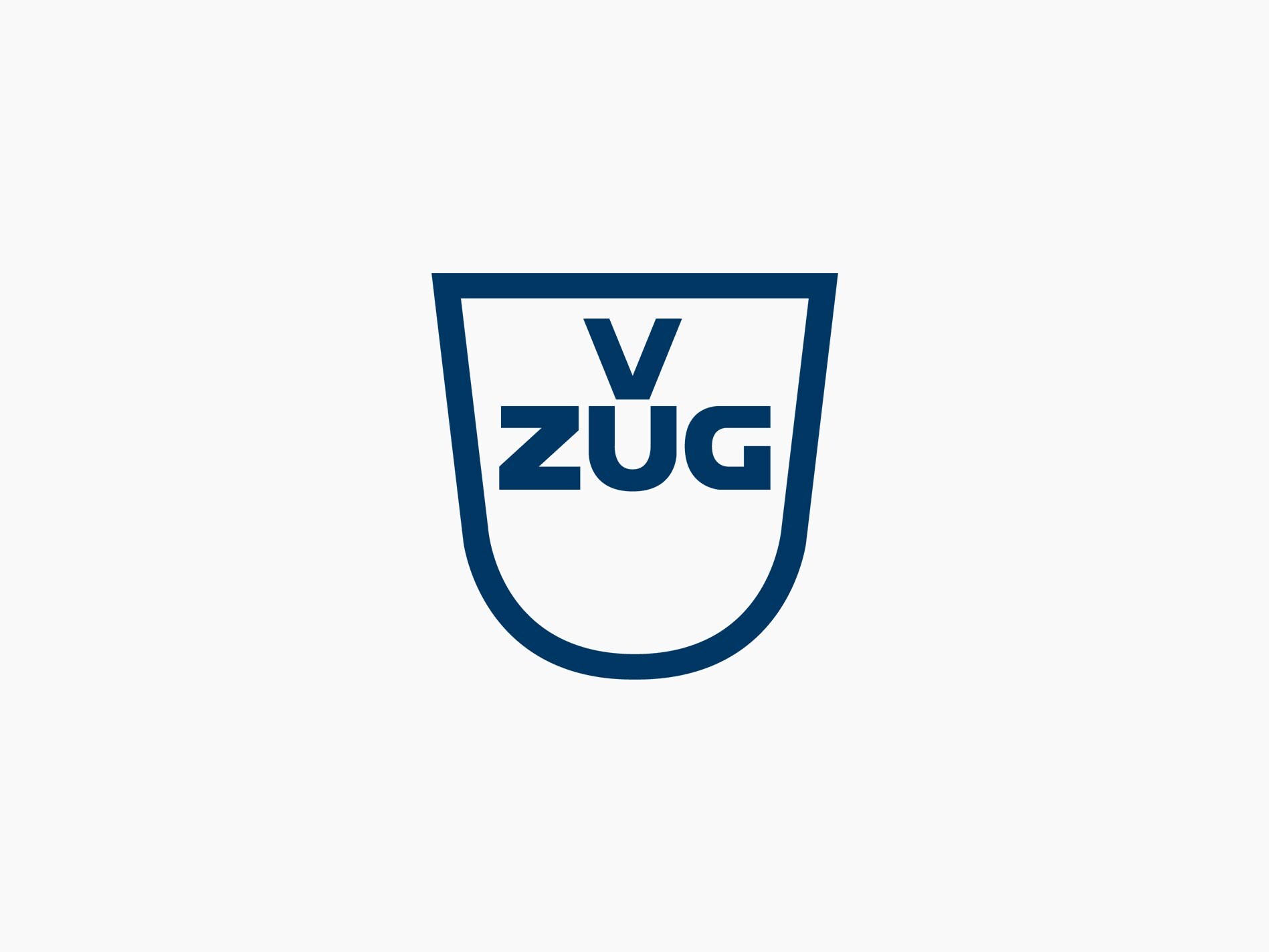 Logo von V-Zug auf hellgrauem Hintergrund.