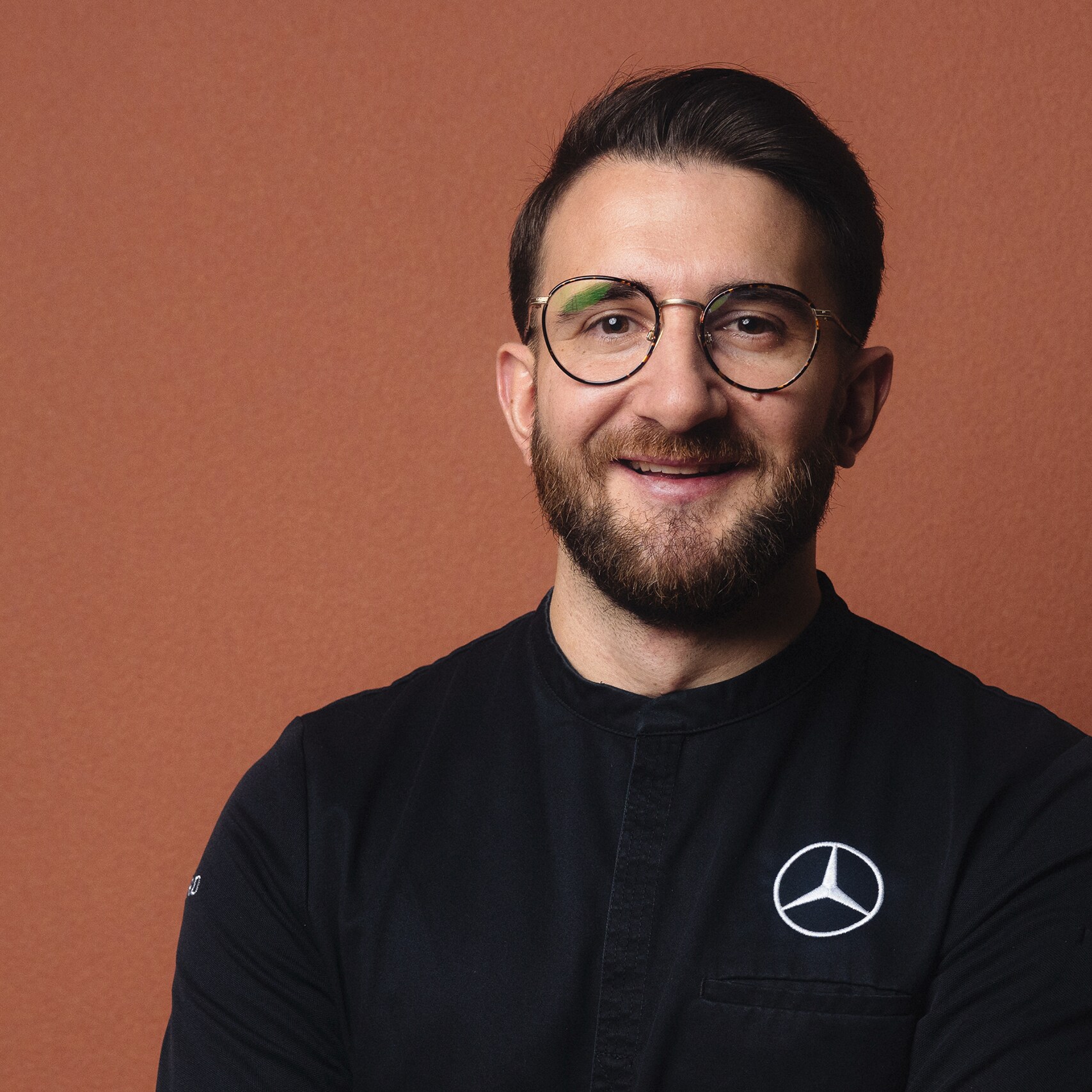 Le chef étoilé Marco Campanella dans sa cuisine.