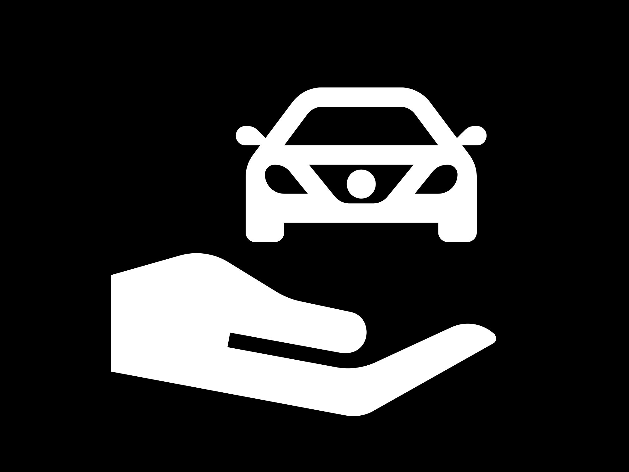 Weisses Icon Hand mit Auto