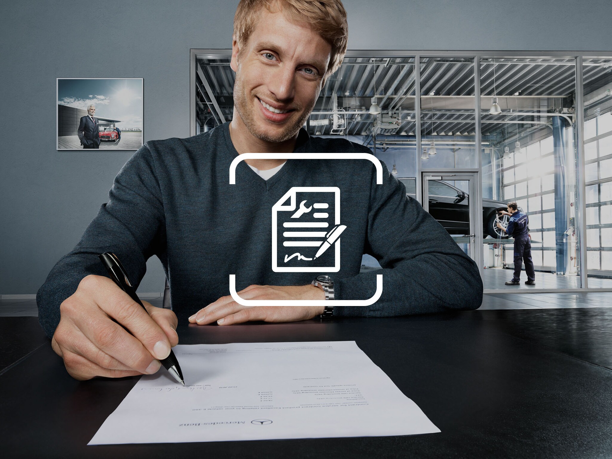 Das Icon stellt symbolisch die 2 monatige Wartungsfreiheit der Mercedes-Benz Certified dar.